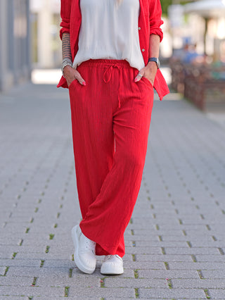 OFF#DLY  Clarie Wideleg Pant red