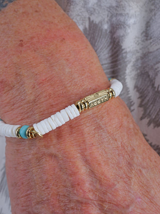 OFF#DLY Armband white/türkis