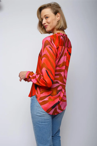 Emily Bluse red pink zebra