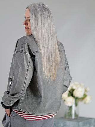 OFF#DLY Fake Lederjacke Sina dark grey