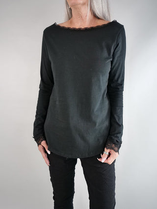 OFF#DLY Longsleeve m. Spitze black